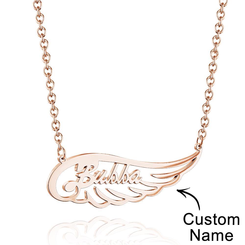 Angel Wing Name Necklace Custom Letter Fashion Pendant For Her - yournamenecklaceuk