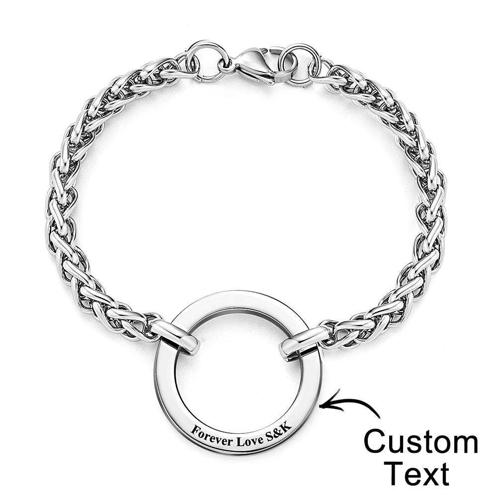 Personalized Engraved Circle Necklace Bracelet Name Pendant Jewelry Father's Day Gift - yournamenecklaceuk