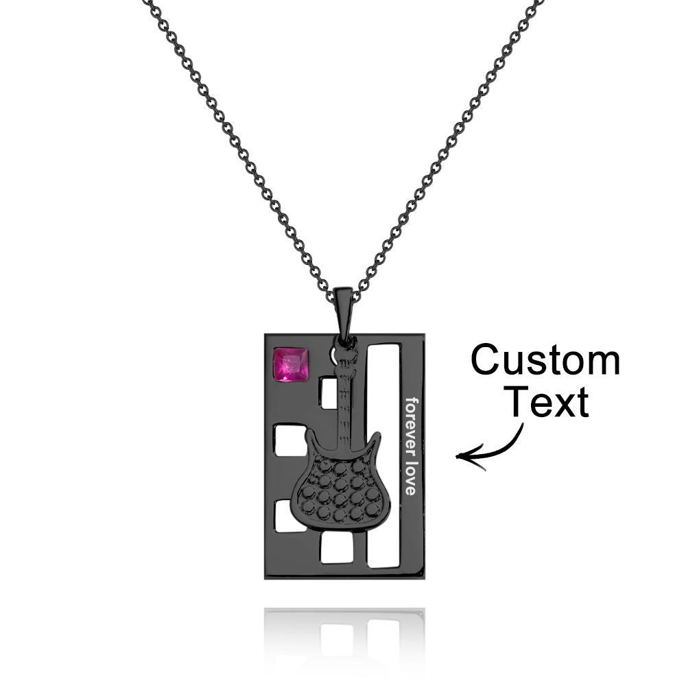 Custom Engraved Birthstone Necklace Forever Love Guitar Music Gifts - yournamenecklaceuk