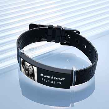 Personalized Photo Retractable Wide Bracelet Engraved Fashion Wide Bracelet For Men - yournamenecklaceuk