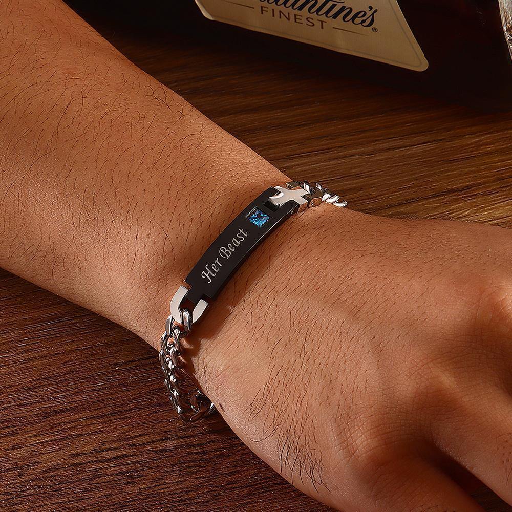 Men's ID Bracelet Engraved Bracelet Couple's Gifts for Boyfriend/Husband