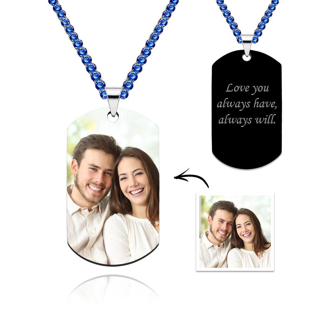 Men's Photo Tag Necklace With Engraving Tennis Chain Gifts For Him - yournamenecklaceuk
