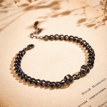 Custom Photo Projection Bracelet Personalized Double Bead Adjustable Bracelet Gifts For Couple - yournamenecklaceuk