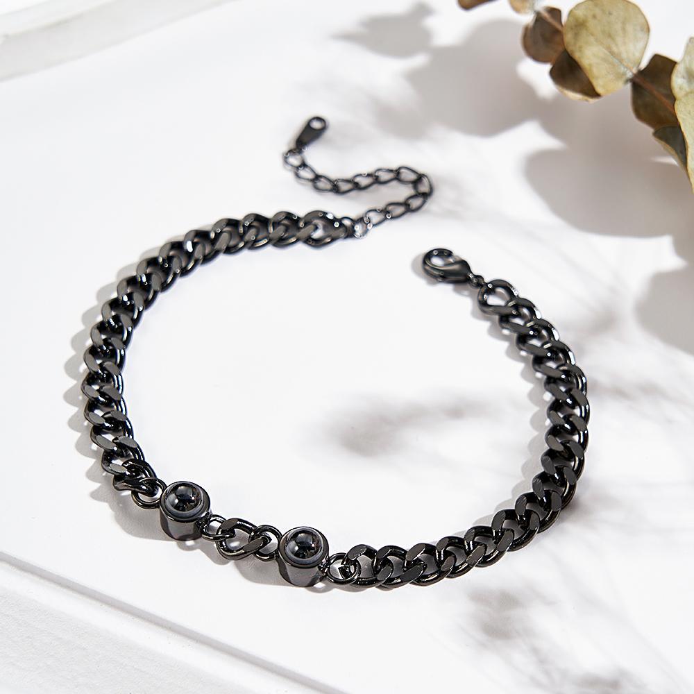 Custom Photo Projection Bracelet Personalized Double Bead Adjustable Bracelet Gifts For Couple - yournamenecklaceuk