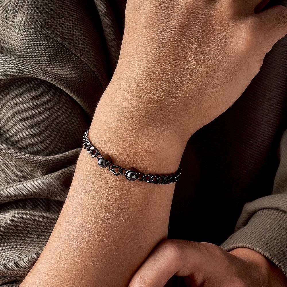 Custom Photo Projection Bracelet Personalized Double Bead Adjustable Bracelet Gifts For Couple - yournamenecklaceuk