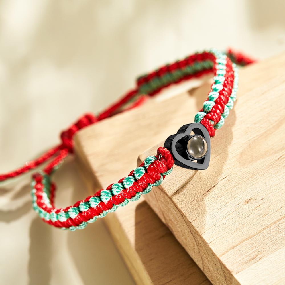 Custom Projection Photo Bracelet Weave Heart-shaped Commemorate Gifts - yournamenecklaceuk