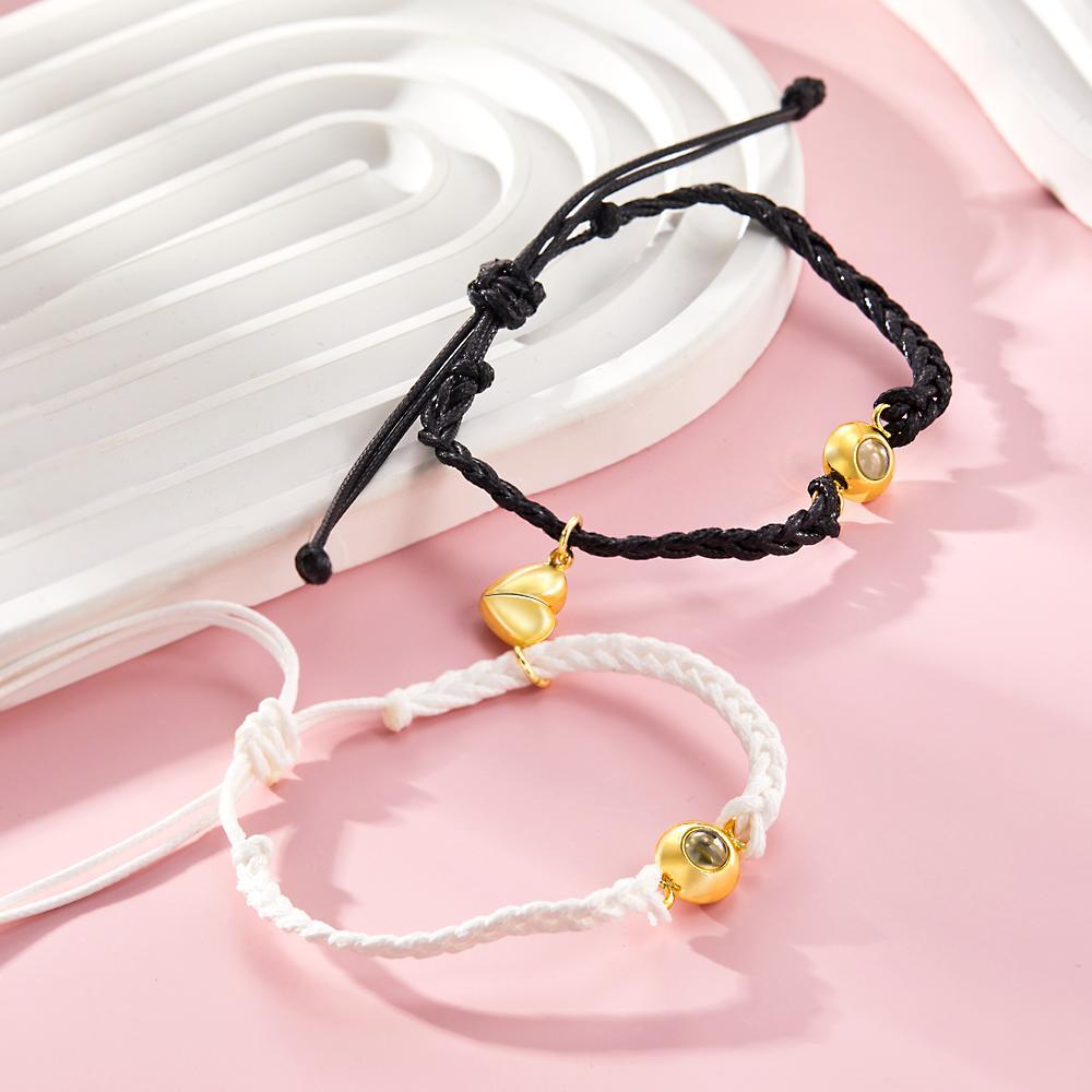 Custom Photo Projection Bracelet Woven Magnetic Bracelet Anniversary Wedding Gift - yournamenecklaceuk