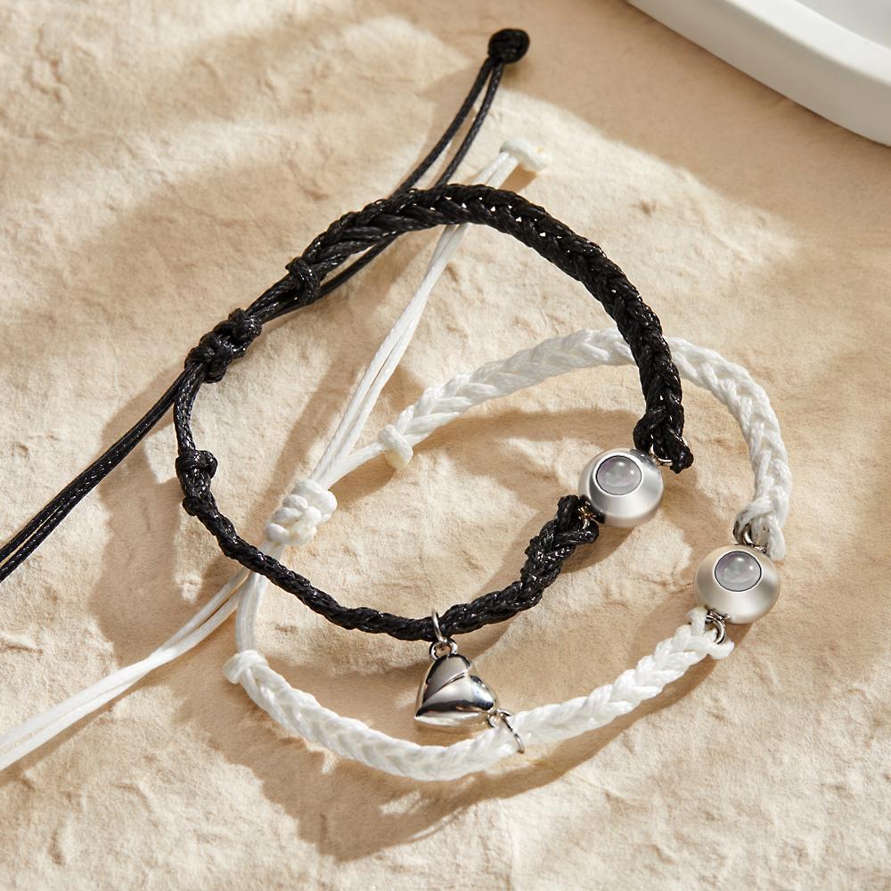 Custom Photo Projection Bracelet Woven Magnetic Bracelet Anniversary Wedding Gift - yournamenecklaceuk