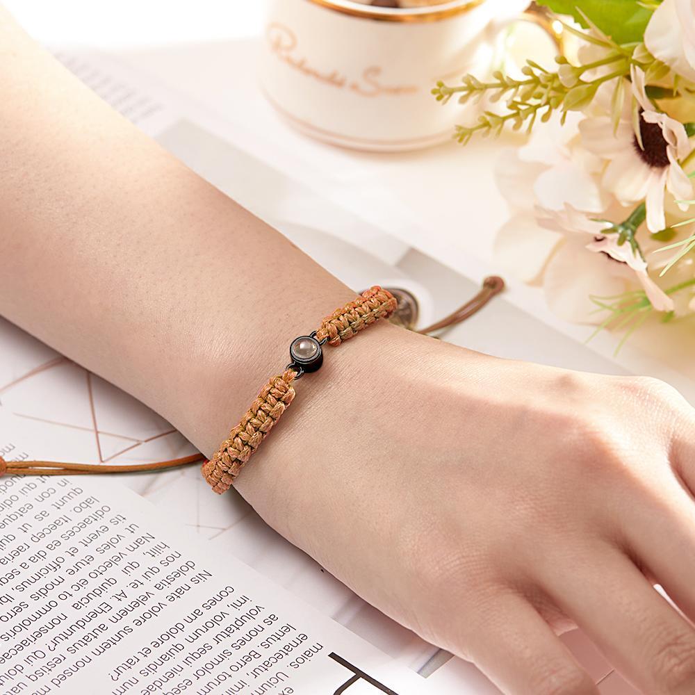 Personalized Braided Photo Projection Bracelet Fishtail Rope Men's Bracelet Hand Braided Bracelet Father's Day Gift for Men - yournamenecklaceuk