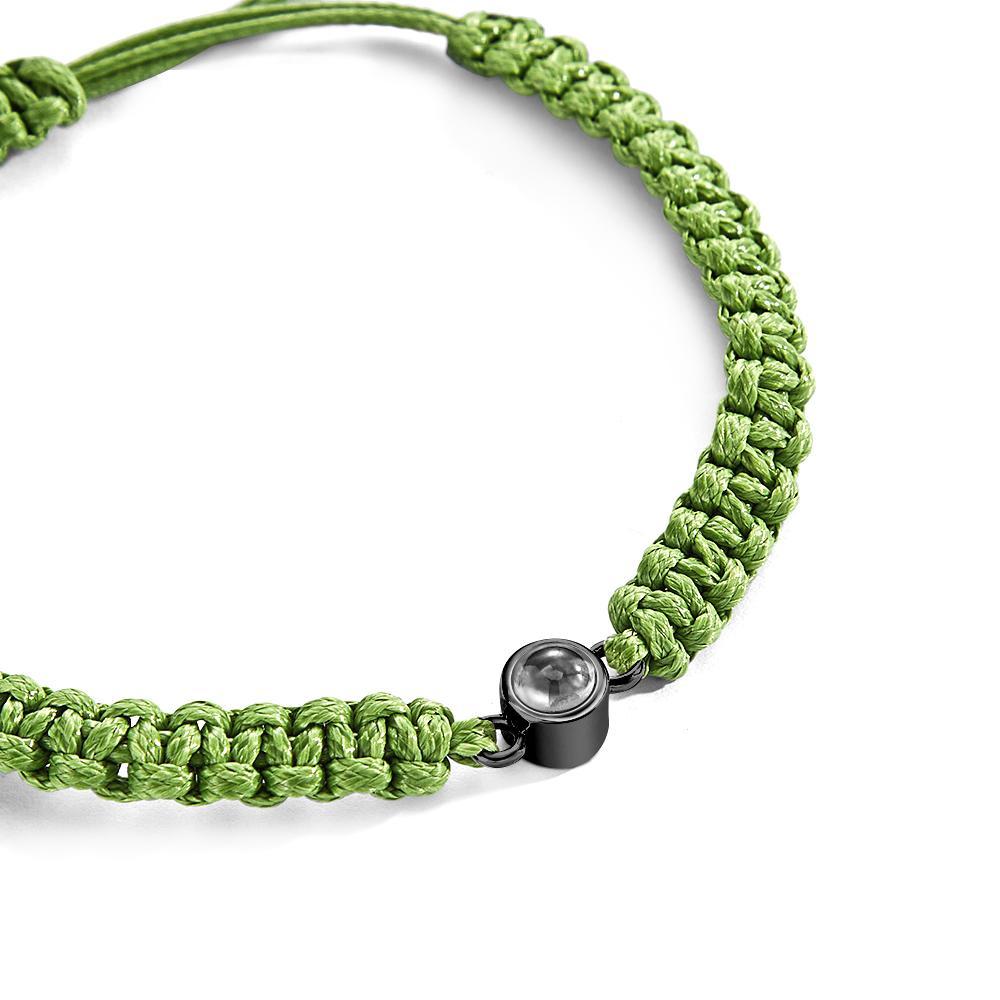 Personalized Braided Photo Projection Bracelet Fishtail Rope Men's Bracelet Hand Braided Bracelet Father's Day Gift for Men - yournamenecklaceuk