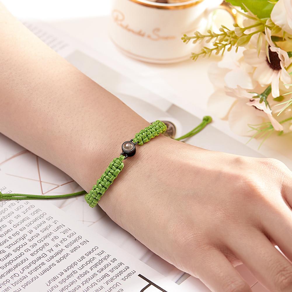 Personalized Braided Photo Projection Bracelet Fishtail Rope Men's Bracelet Hand Braided Bracelet Father's Day Gift for Men - yournamenecklaceuk