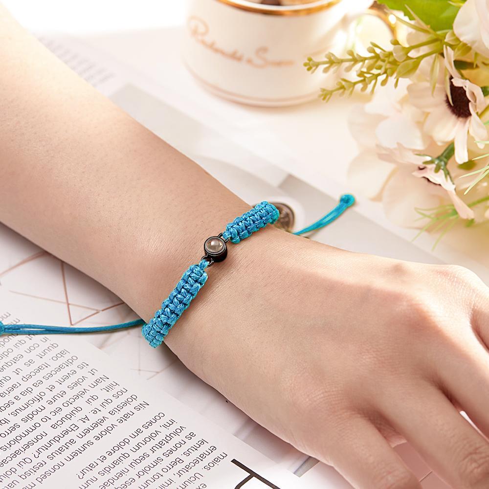 Personalized Braided Photo Projection Bracelet Fishtail Rope Men's Bracelet Hand Braided Bracelet Father's Day Gift for Men - yournamenecklaceuk