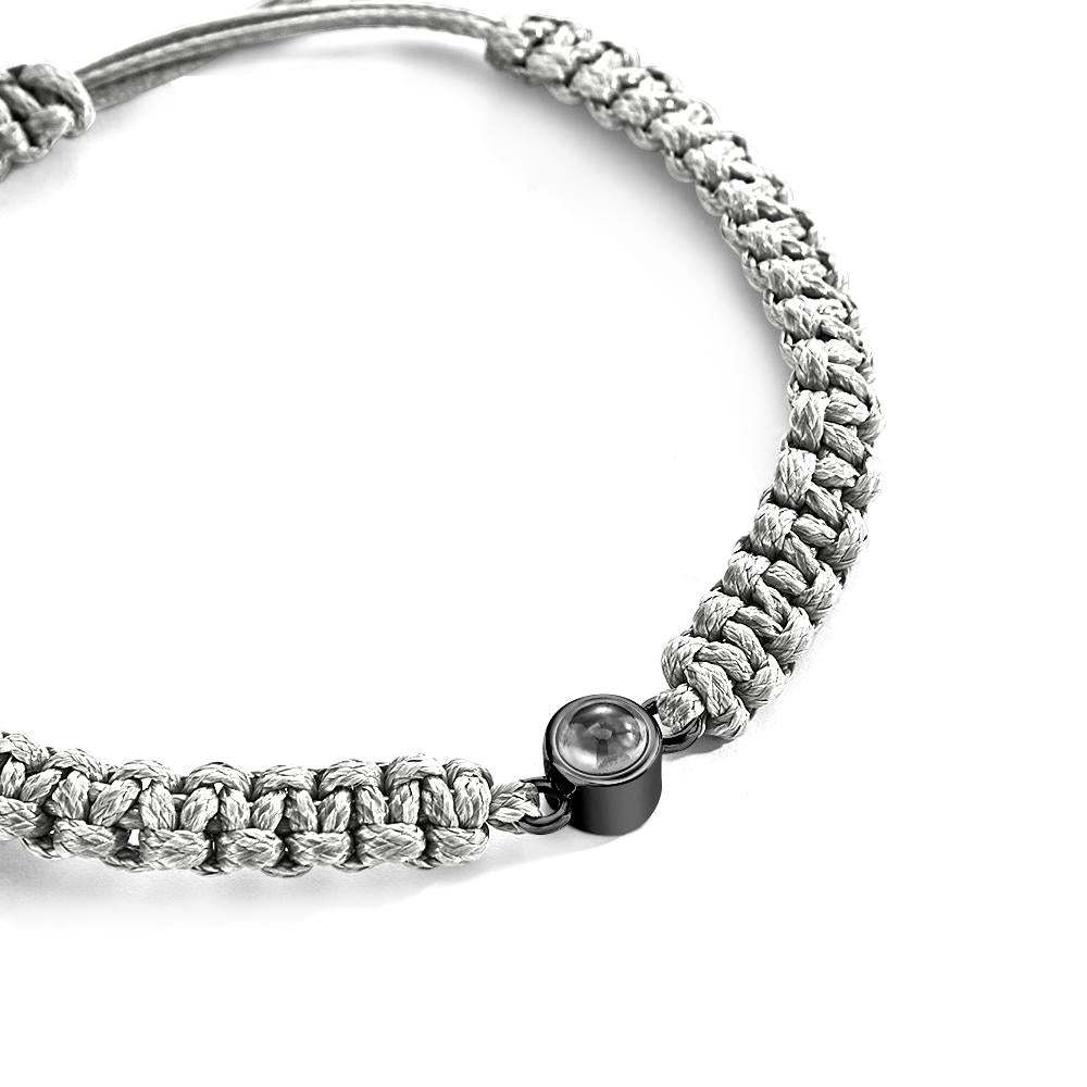 Personalized Braided Photo Projection Bracelet Fishtail Rope Men's Bracelet Hand Braided Bracelet Father's Day Gift for Men - yournamenecklaceuk