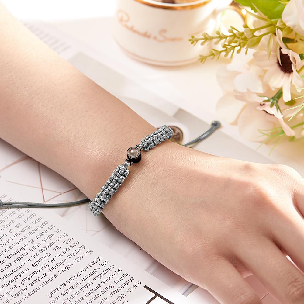 Personalized Braided Photo Projection Bracelet Fishtail Rope Men's Bracelet Hand Braided Bracelet Father's Day Gift for Men - yournamenecklaceuk