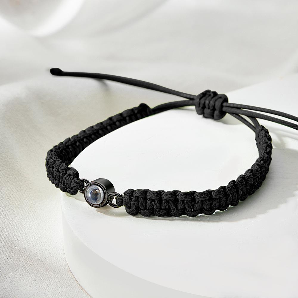 Personalized Braided Photo Projection Bracelet Fishtail Rope Men's Bracelet Hand Braided Bracelet Father's Day Gift for Men - yournamenecklaceuk