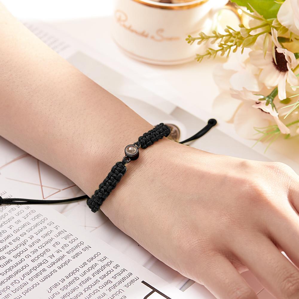 Personalized Braided Photo Projection Bracelet Fishtail Rope Men's Bracelet Hand Braided Bracelet Father's Day Gift for Men - yournamenecklaceuk