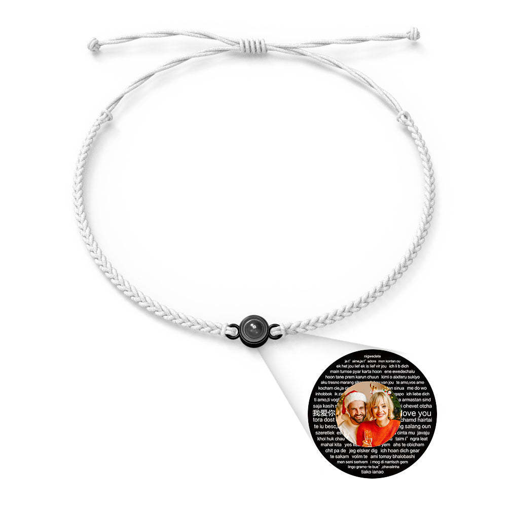 Personalized Photo Projection Charm Bracelet Multiple Colors Styles I love you in 100 languages Minimalist Photo Jewelry Birthday Gift for Her - yournamenecklaceuk