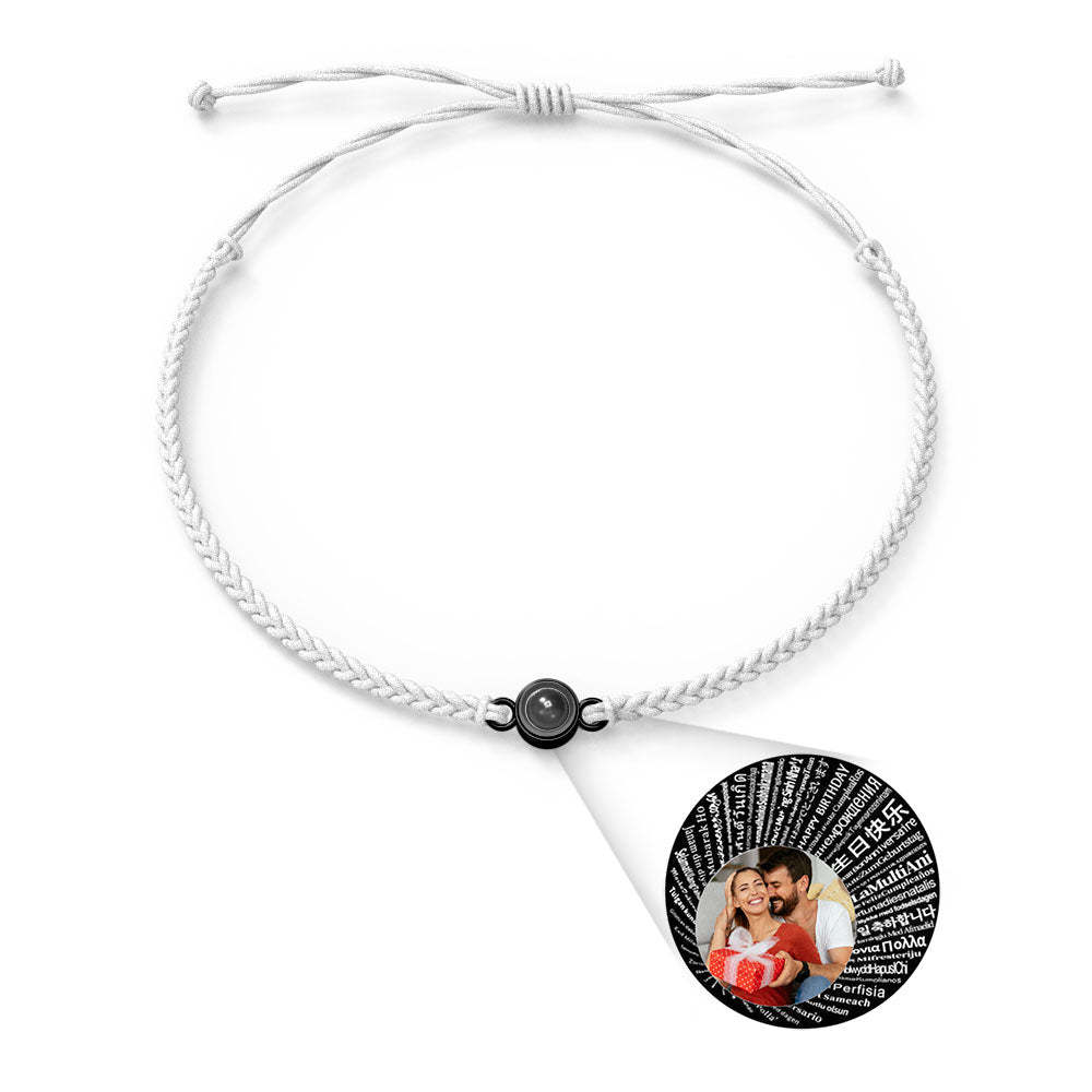 Personalized Photo Projection Charm Bracelet Multiple Colors Styles I love you in 100 languages Minimalist Photo Jewelry Birthday Gift for Her - yournamenecklaceuk