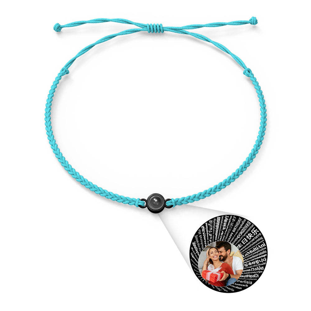 Personalized Photo Projection Charm Bracelet Multiple Colors Styles I love you in 100 languages Minimalist Photo Jewelry Birthday Gift for Her - yournamenecklaceuk