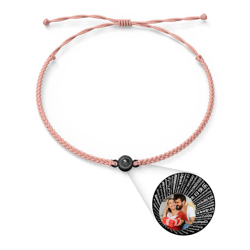 Personalized Photo Projection Charm Bracelet Multiple Colors Styles I love you in 100 languages Minimalist Photo Jewelry Birthday Gift for Her - yournamenecklaceuk