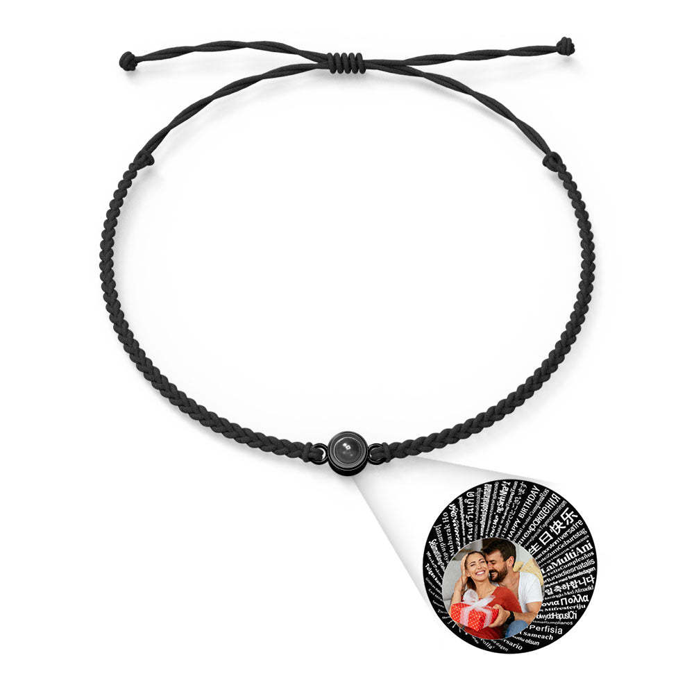Personalized Photo Projection Charm Bracelet Multiple Colors Styles I love you in 100 languages Minimalist Photo Jewelry Birthday Gift for Her - yournamenecklaceuk