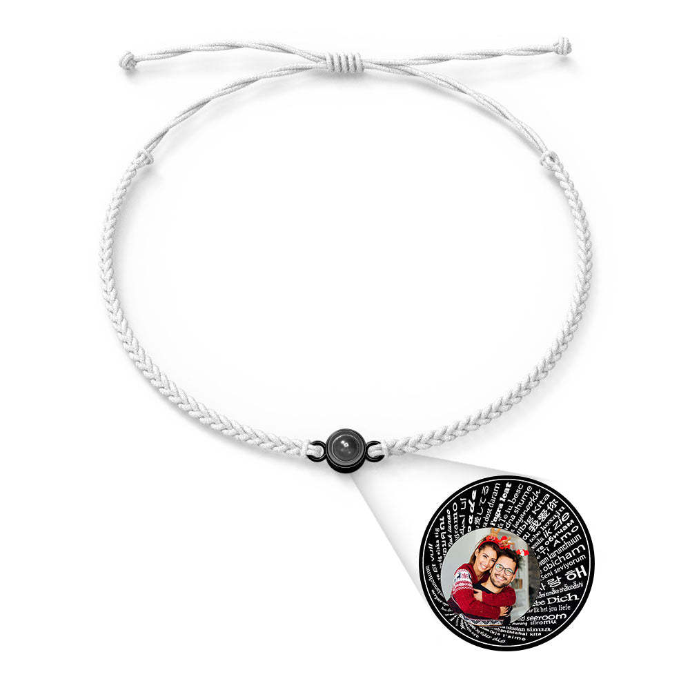 Personalized Photo Projection Charm Bracelet Multiple Colors Styles I love you in 100 languages Minimalist Photo Jewelry Birthday Gift for Her - yournamenecklaceuk