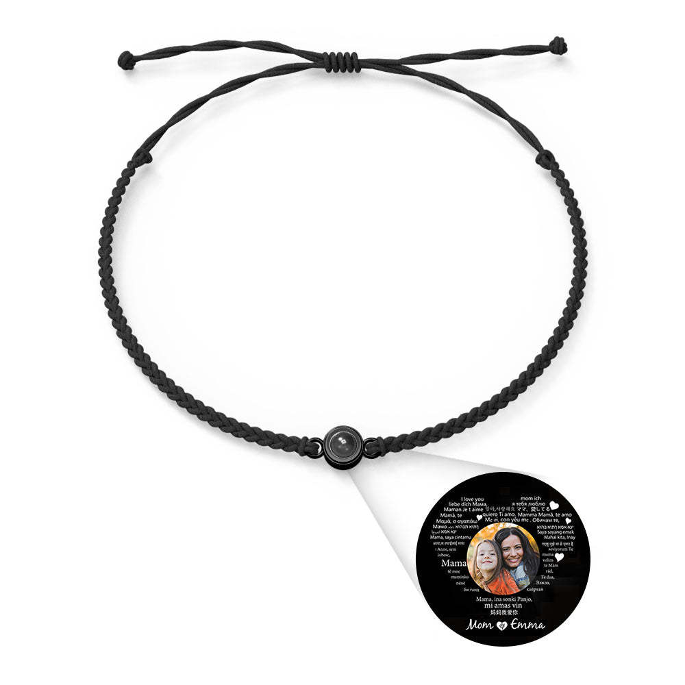 Personalized Photo Projection Charm Bracelet Multiple Colors Styles I love you in 100 languages Minimalist Photo Jewelry Birthday Gift for Her - yournamenecklaceuk
