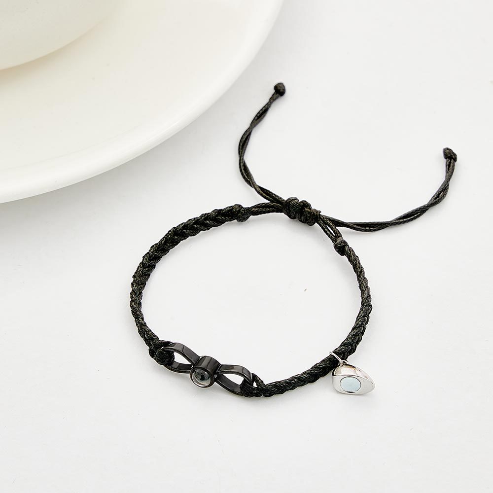 Custom Photo Projection Bracelet Woven Heart Magnetic Bracelet Gift for Couple - yournamenecklaceuk