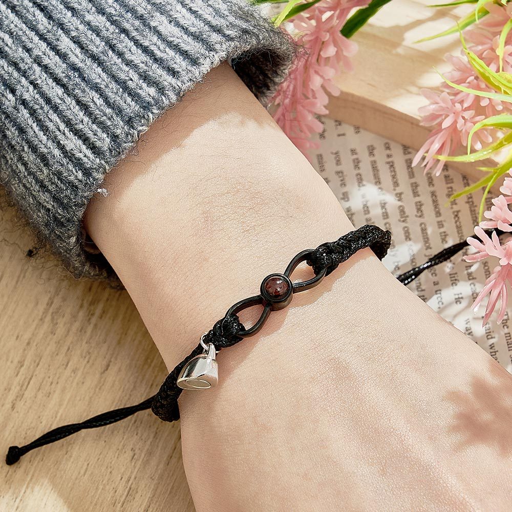 Custom Photo Projection Bracelet Woven Heart Magnetic Bracelet Gift for Couple - yournamenecklaceuk