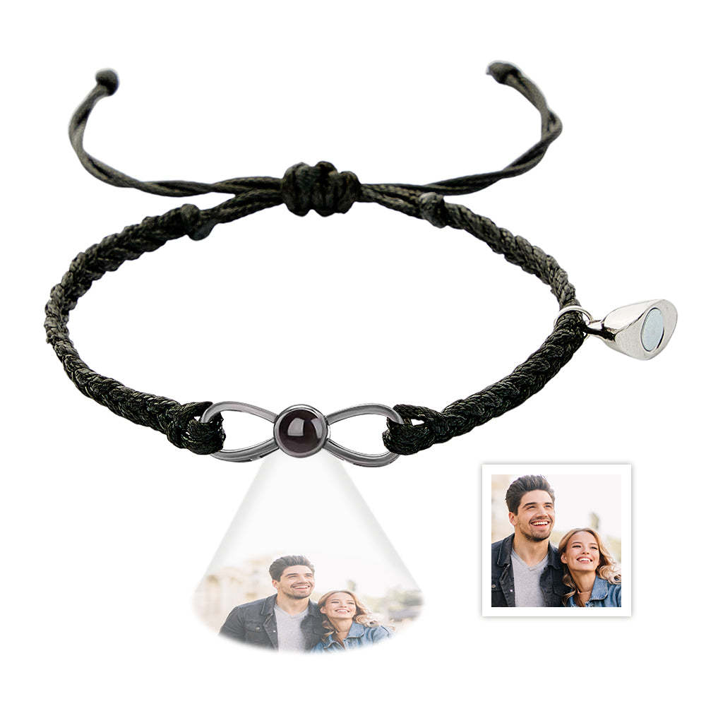 Custom Photo Projection Bracelet Woven Heart Magnetic Bracelet Gift for Couple - yournamenecklaceuk