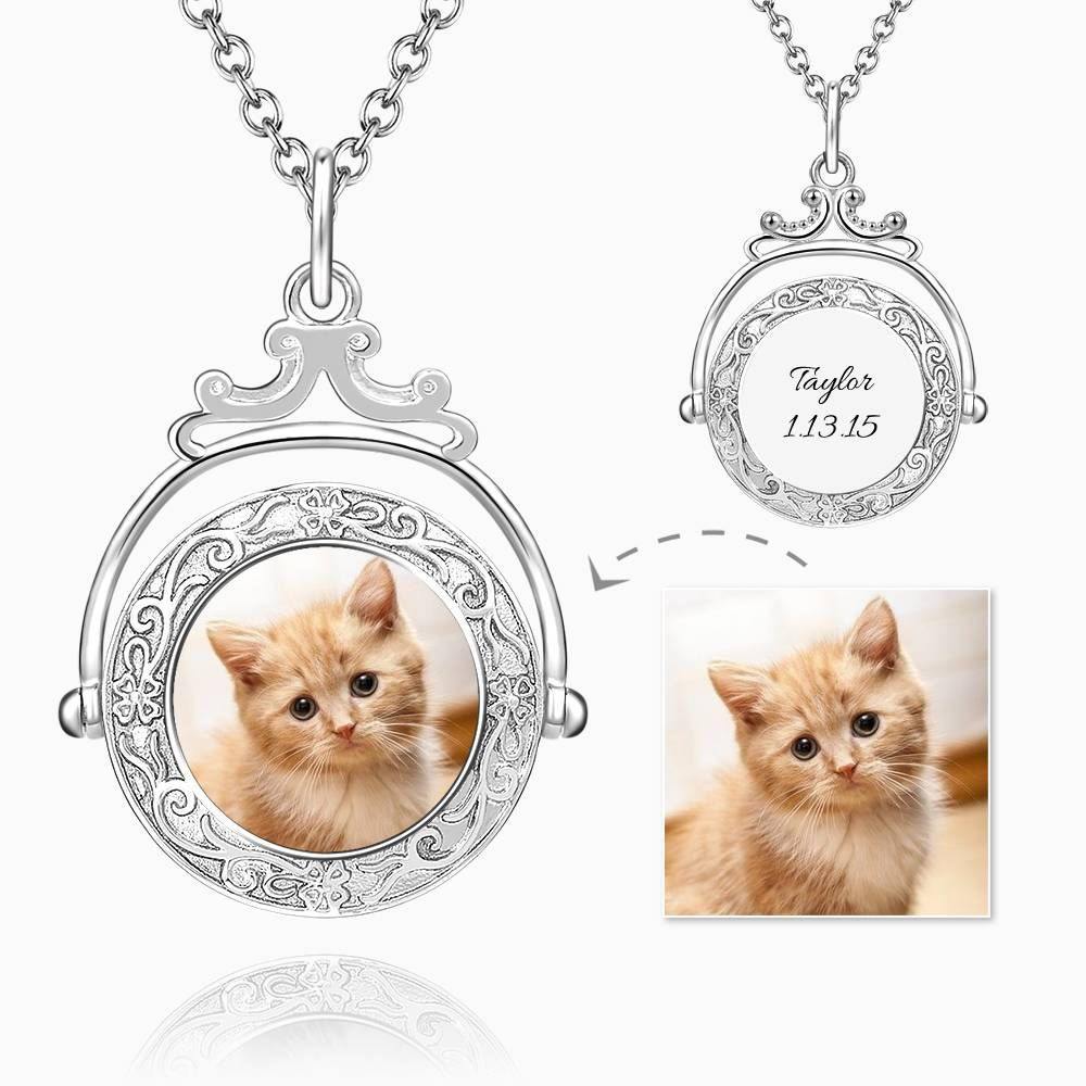 Vintage Embossed Mirror Photo Necklace 14k Gold Plated - yournamencklaceuk