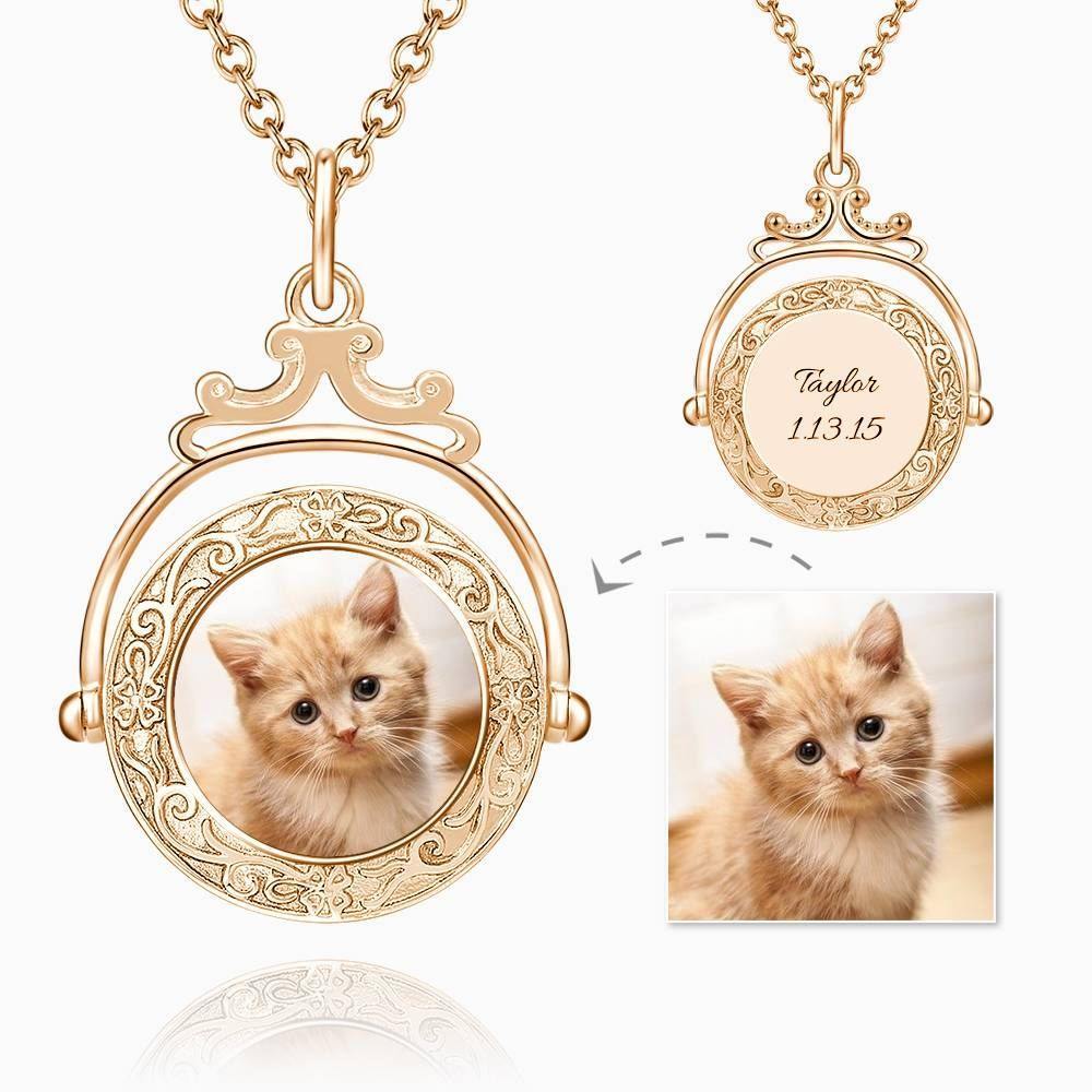 Vintage Embossed Mirror Photo Necklace 14k Gold Plated - yournamencklaceuk
