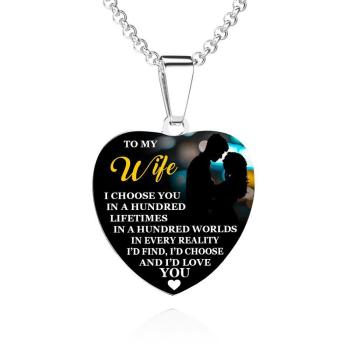 Tag Necklace Photo Engraved Necklace Gift From Love Message Heart-shaped Anniversary Gifts