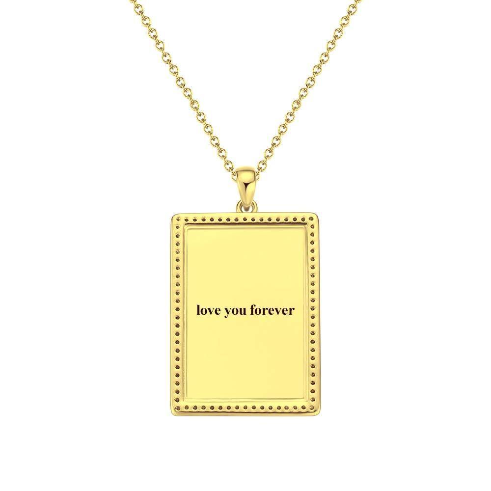 Photo Engraved Necklace Rhinestone Crystal, Photo Necklace Best Gift 14K Plated Gold Golden - Photocopying - yournamencklaceuk