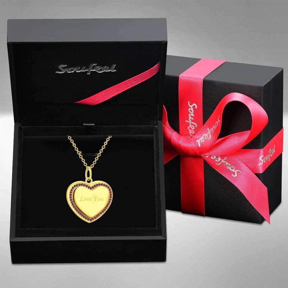 Photo Engraved Necklace Heart Locket Necklace Two Photos 14K Gold Plated - yournamencklaceuk