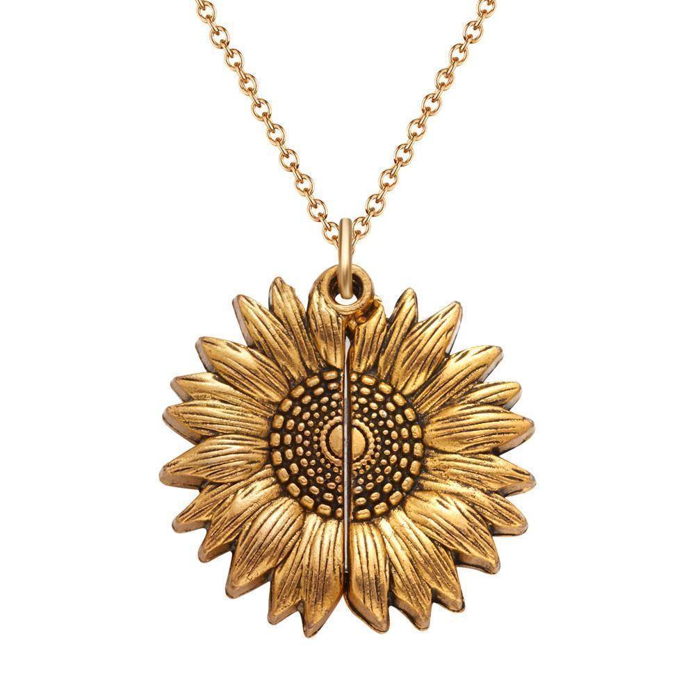 Custom Photo Necklace Sun Flower Necklace Locket Necklace Unique Gifts - yournamencklaceuk