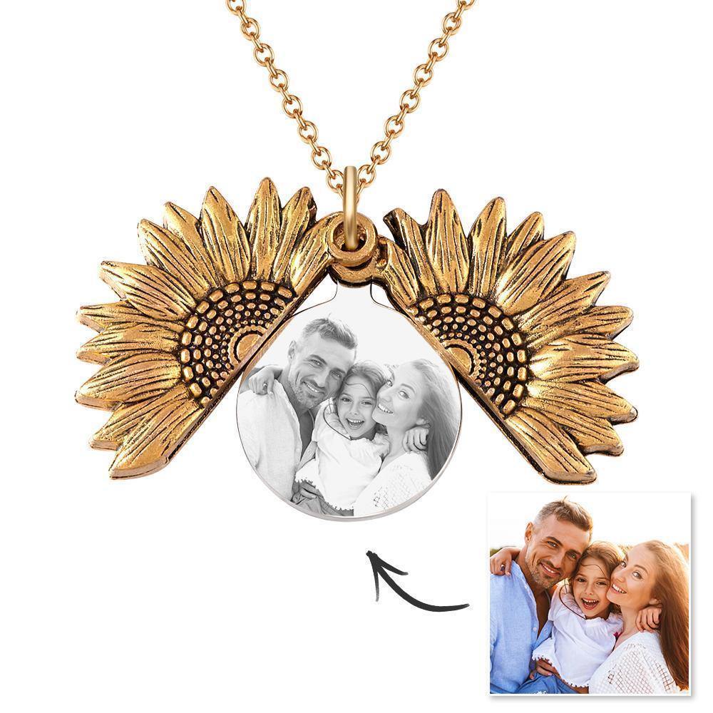 Sun Flower Necklace Custom Photo Necklace Memorial Gifts Family Gifts - yournamencklaceuk