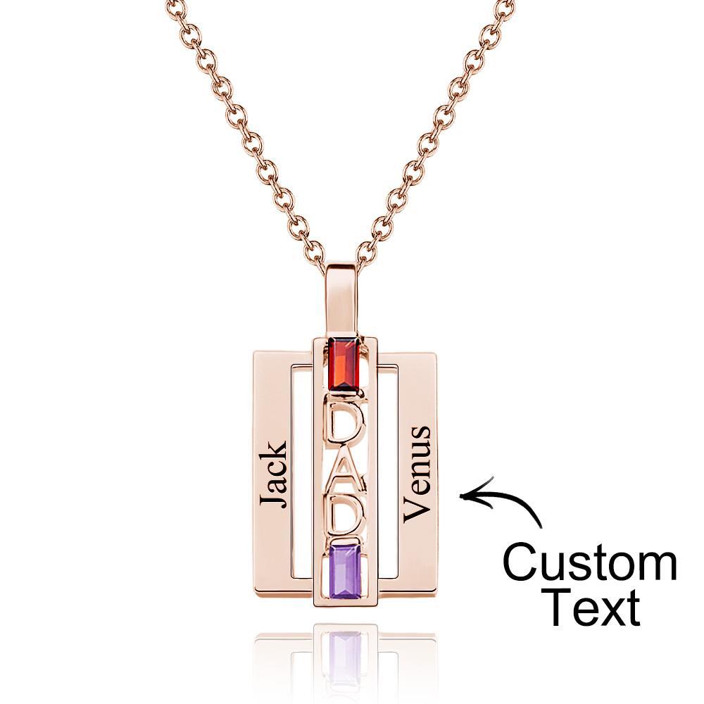 Custom Birthstone DAD Necklace Engraved Fashionable Jewelry Father's Day Gift - yournamenecklaceuk