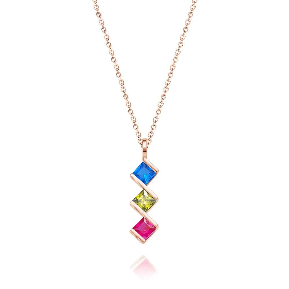 Personalized Birthstone Strip Necklace Colorful Square Diamond Pendant Gifts For Her - yournamenecklaceuk