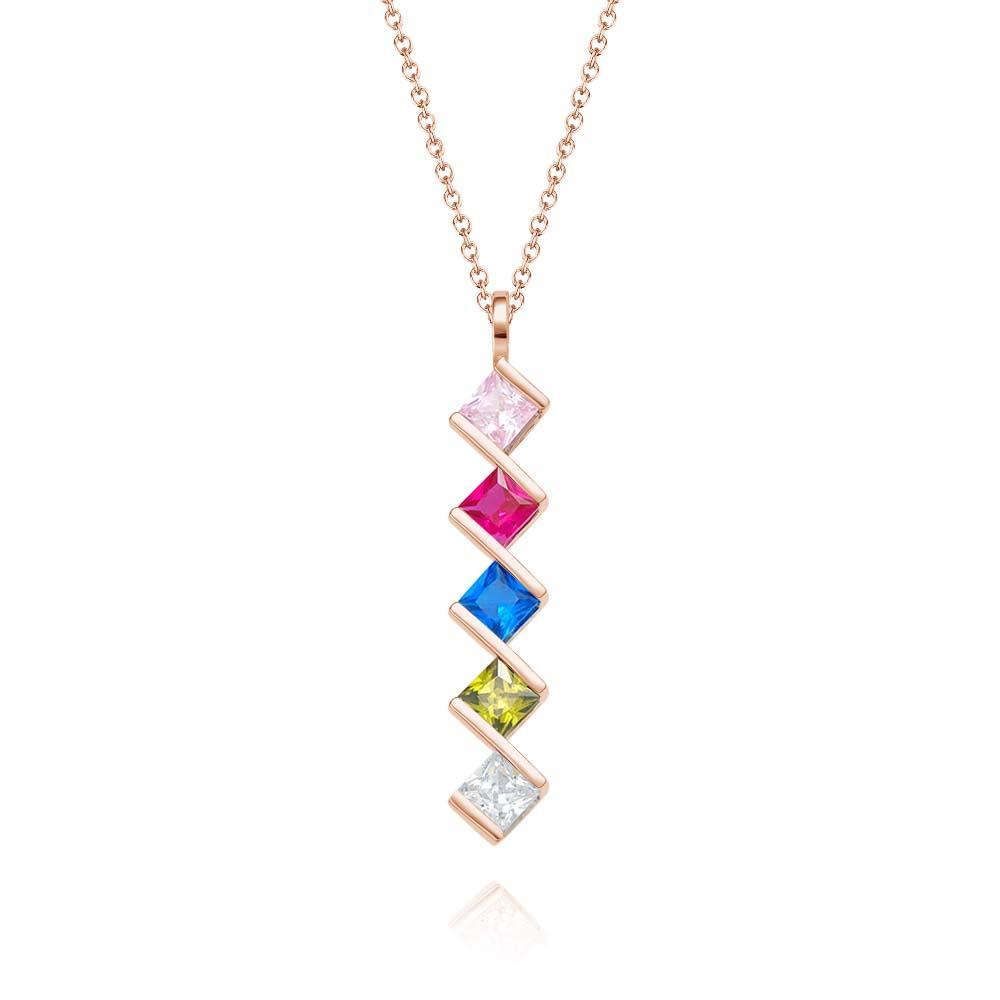 Personalized Birthstone Strip Necklace Colorful Square Diamond Pendant Gifts For Her - yournamenecklaceuk