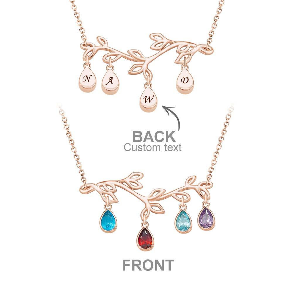 Custom Birthstone Necklace Optional Quantity Diamonds Tree Pendant Fashionable Gifts For Her - yournamenecklaceuk