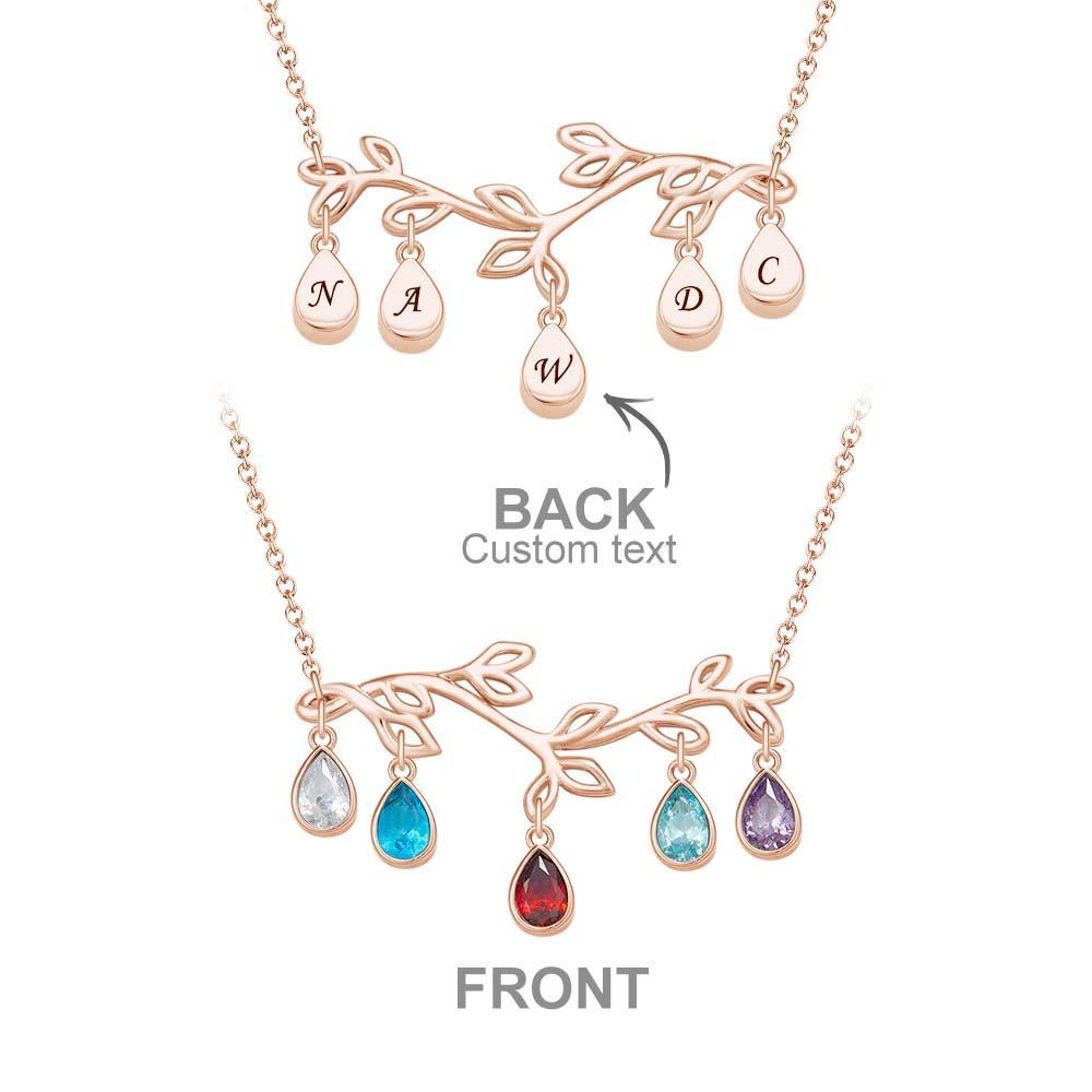 Custom Birthstone Necklace Optional Quantity Diamonds Tree Pendant Fashionable Gifts For Her - yournamenecklaceuk