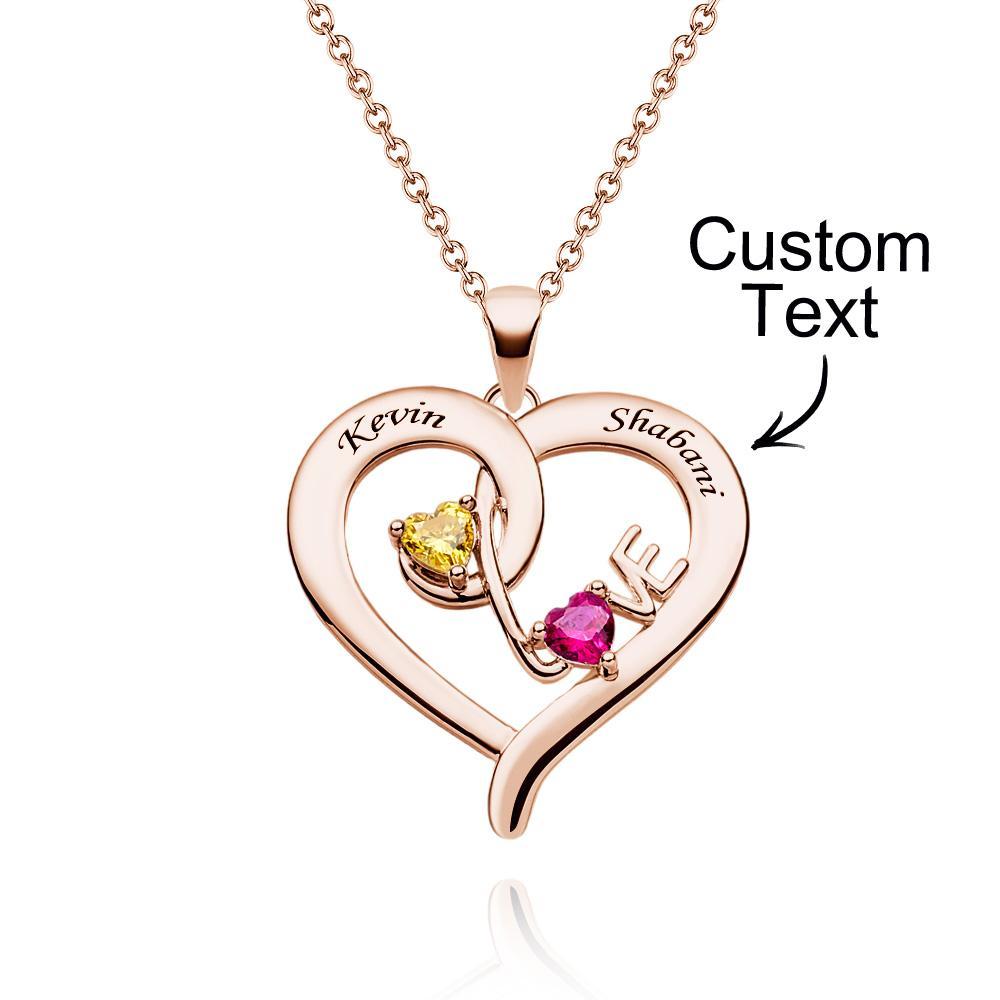 Custom Birthstone Winding Heart Necklace Fashion Show Love Pendant For Couples - yournamenecklaceuk
