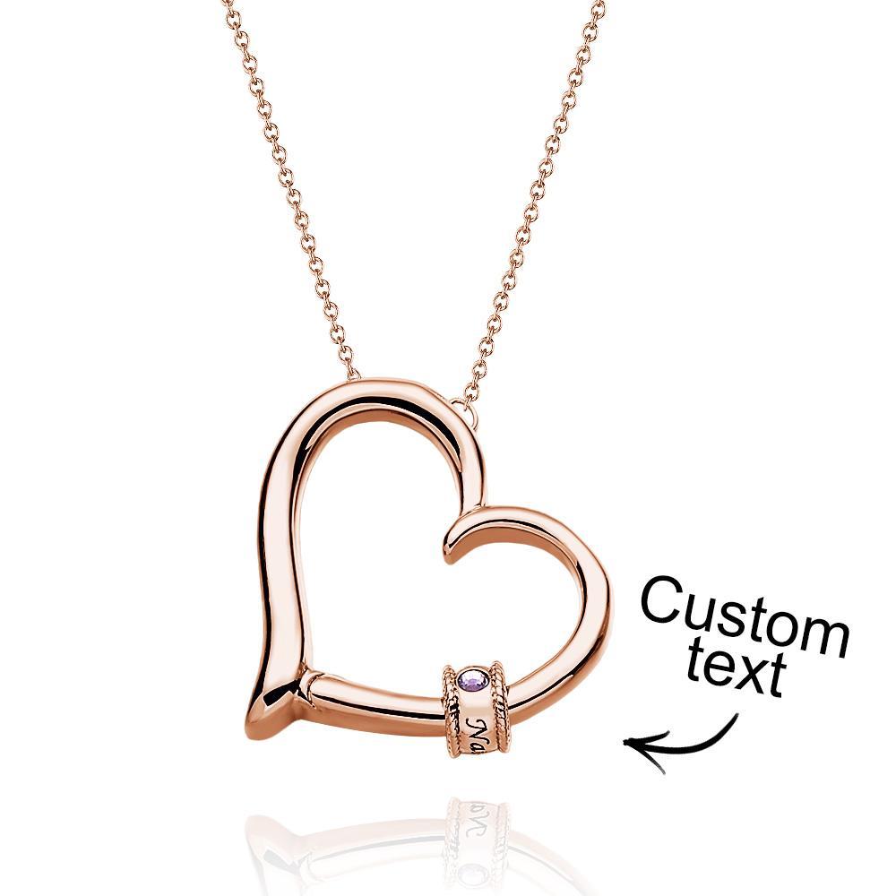 Custom Engraved Heart Necklace With Birthstone Beads Charming Necklace for Mom - yournamenecklaceuk