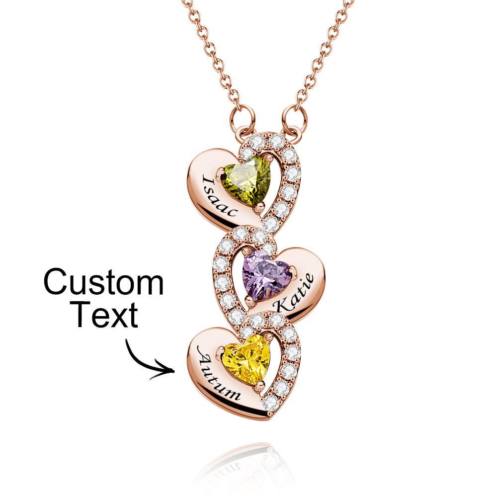 Engravable Birthstone Necklace Charming Heart Zircon Pendant Necklace For Girls - yournamenecklaceuk