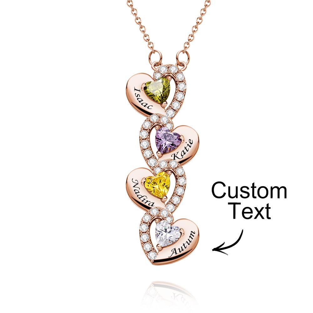Engravable Birthstone Necklace Charming Heart Zircon Pendant Necklace For Girls - yournamenecklaceuk