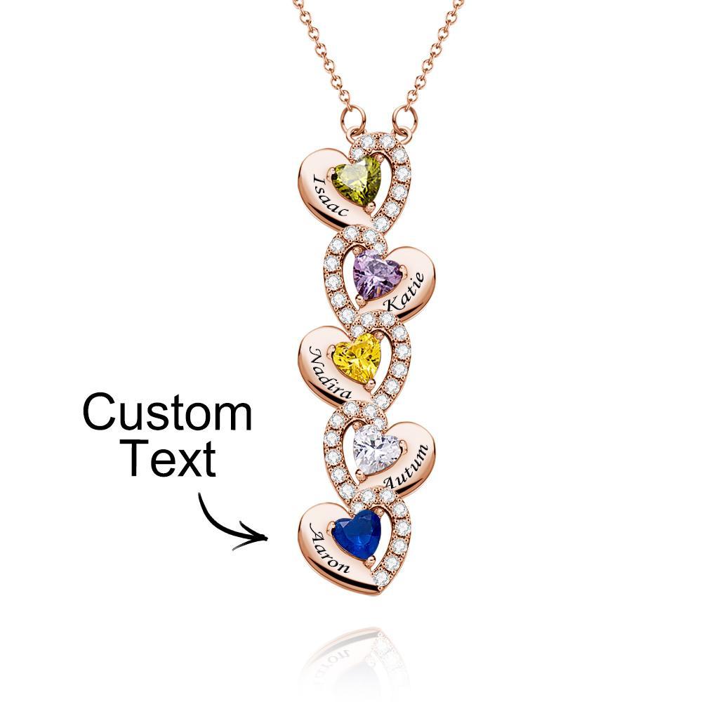 Engravable Birthstone Necklace Charming Heart Zircon Pendant Necklace For Girls - yournamenecklaceuk