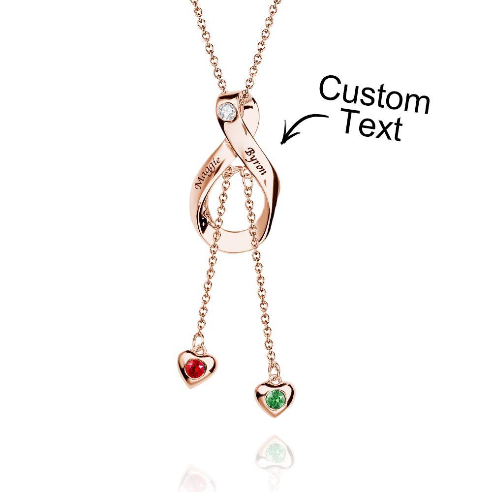 Elegant Engraved Necklace With Heart Birthstone Pendant Jewelry For Her - yournamenecklaceuk