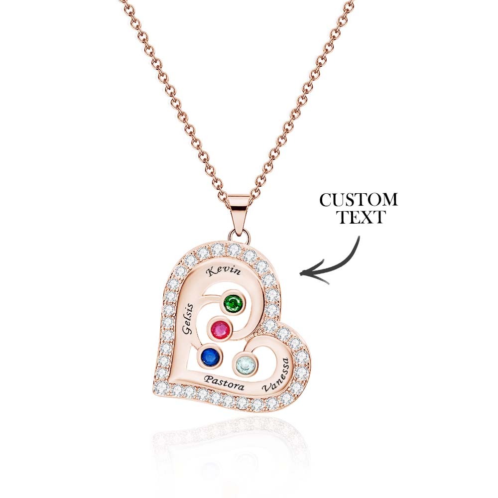 Engravable Heart Hollow Out Necklace WIth Zircon Decor Family Gifts - yournamenecklaceuk