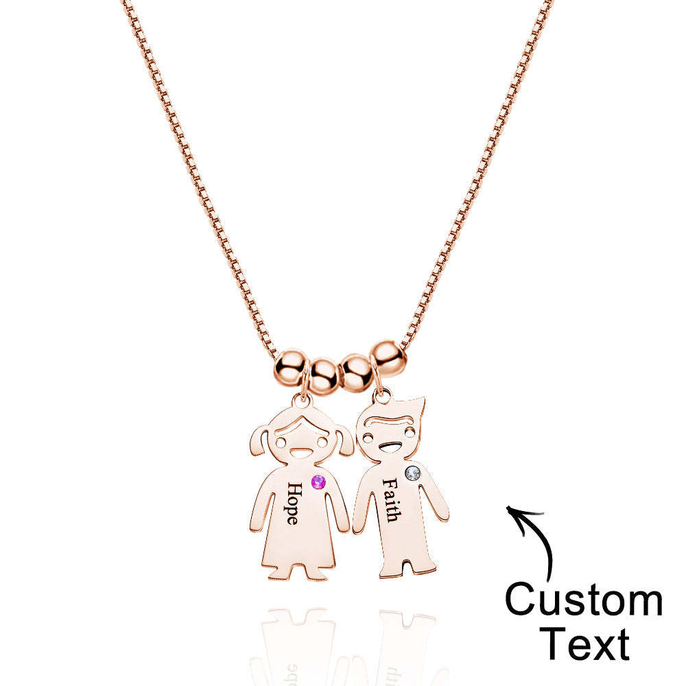 Mother's Necklace with Engravable Birthstone Children's Charms - yournamenecklaceuk